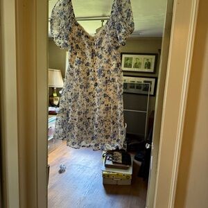 Floral Blue and White Maxi Dress